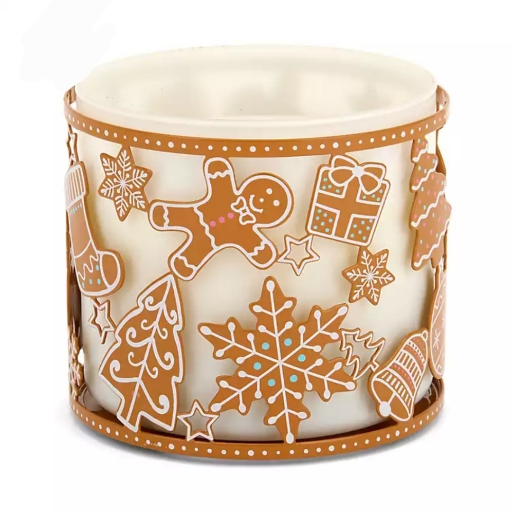 Kirklands Cream and Brown Holiday Candle Holder